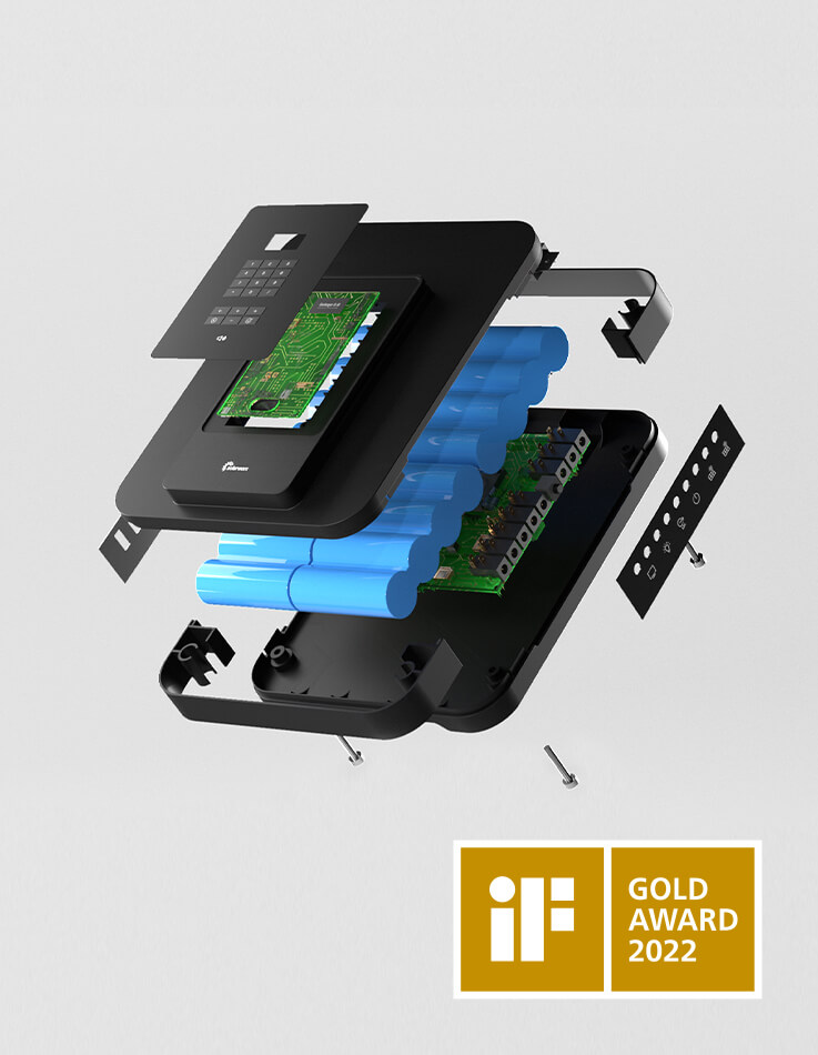Auf diesem Bild ist eine Explosionsansicht des Produkts Solego 2.0 mit dem iF Design Award 2022 Gold zu sehen.