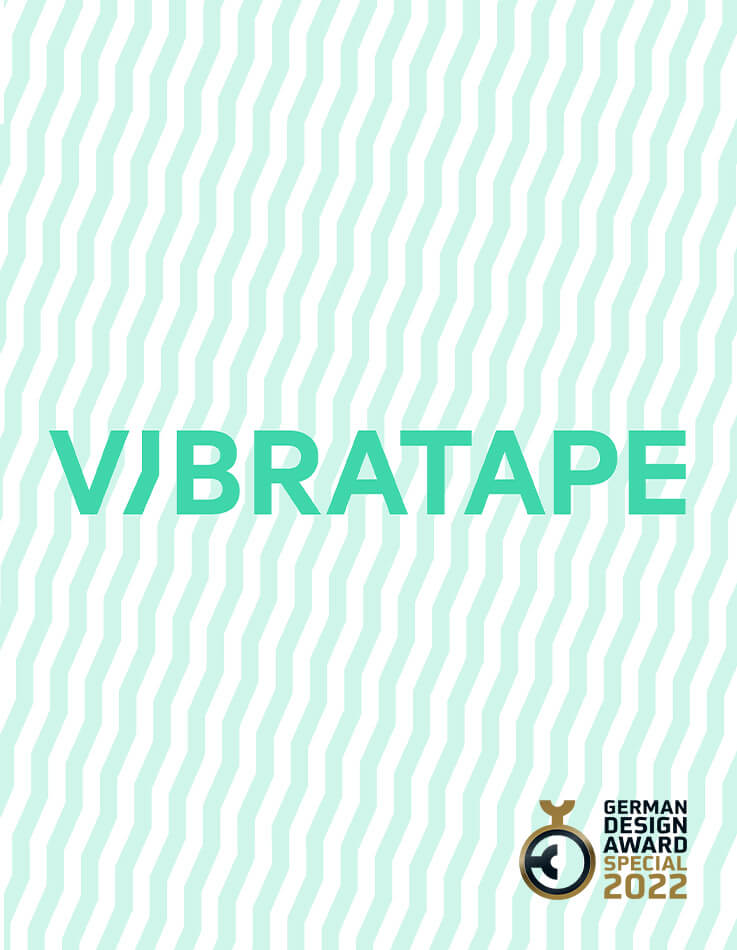 On this picture you can see the logo Vibratape and the logo German Design Award 2022 Special.