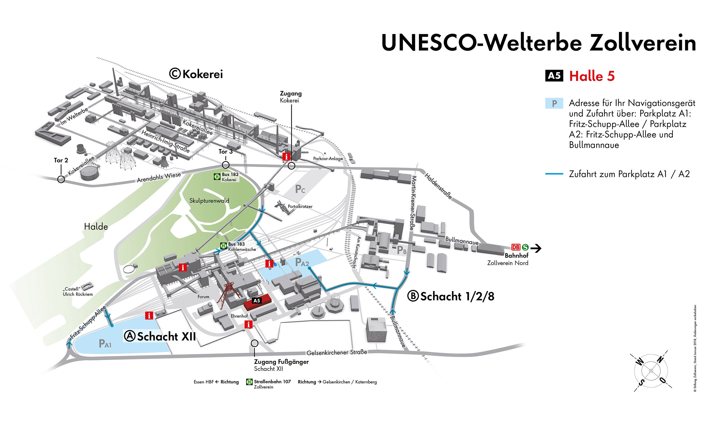 Dieses Bild zeigt die Zufahrt zur Halle 5 auf dem Unesco-Weltkulturerbe Zollverein.