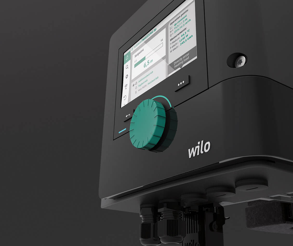 This picture shows the Smart Pump Wilo Stratos MAXO as an example for Industrial Design and Interface Design.